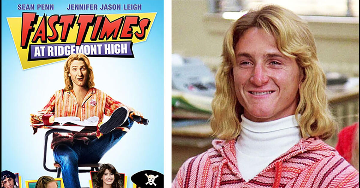 
"Imagen de Sean Penn interpretando a Jeff Spicoli en la icónica película de los años 80 'Fast Times at Ridgemont High'. La película muestra la cultura de los surfistas y el uso del cannabis durante esa época, contribuyendo a la estigmatización de ambos en su momento